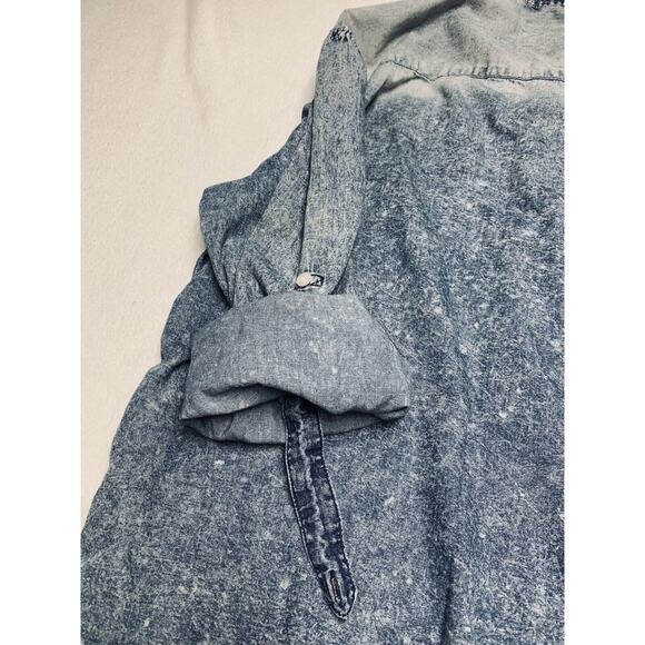 DRILL Clothing Company NYC Snap Distressed Blue 44" Chest Tab Sleeve Splatter - Picture 16 of 16